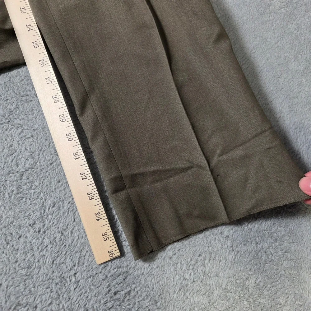 Jones New York Mens 44R 36W Suit Set Olive Brown Double Breasted Wool Pleated